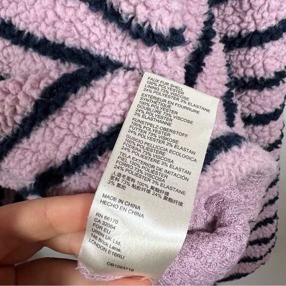 Free People women’s Connell Sherpa pullover size XS v-neck striped purple - Picture 12 of 13